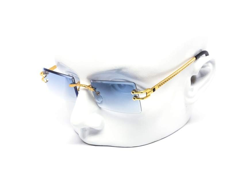 Hip Hop Glasses Clear Lens Gold Frame Rimless Square Shades Migos Quevo Style