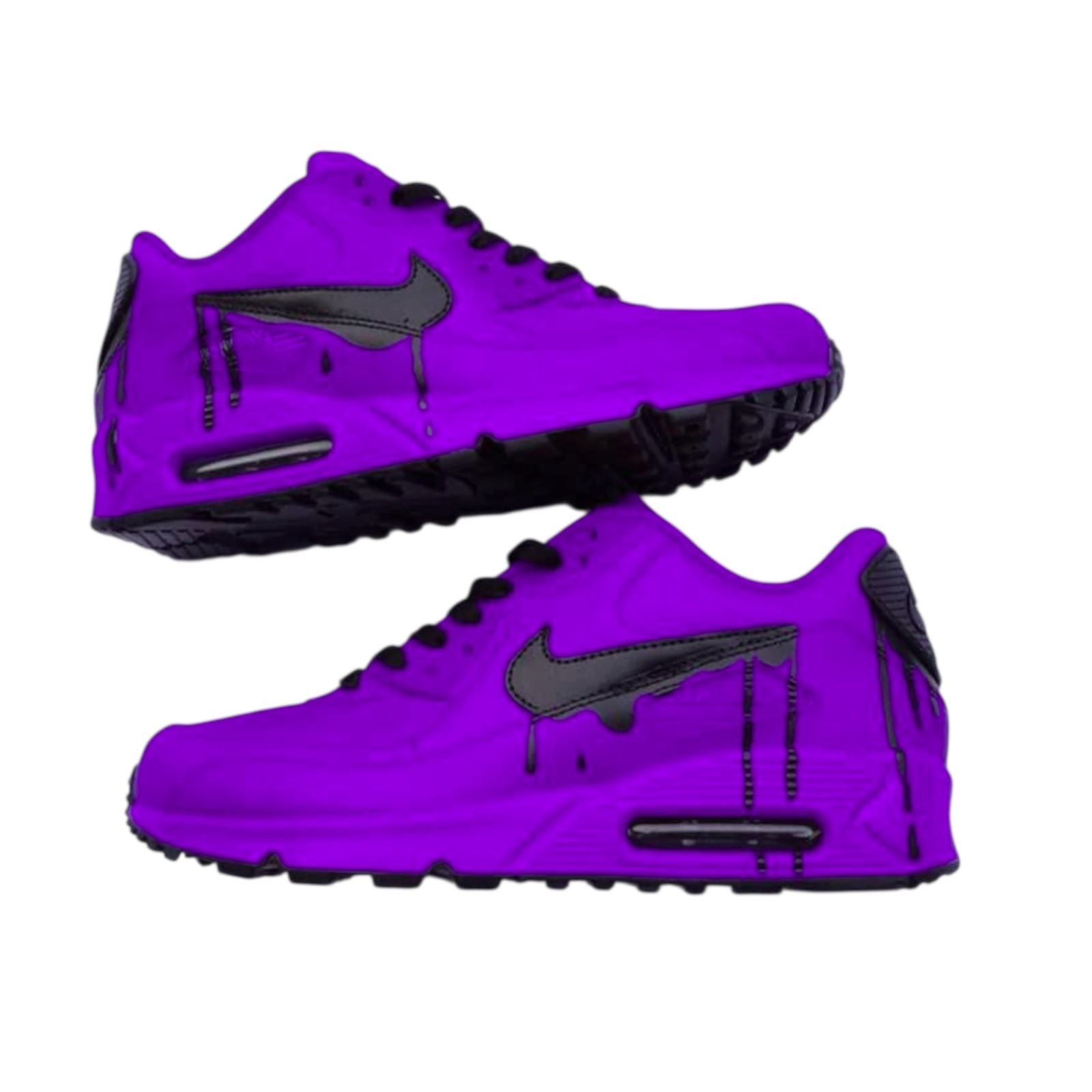 Custom Nike Air Max 90 – Purple Black Drip – Hand-Painted – Dripped Nike Shoes