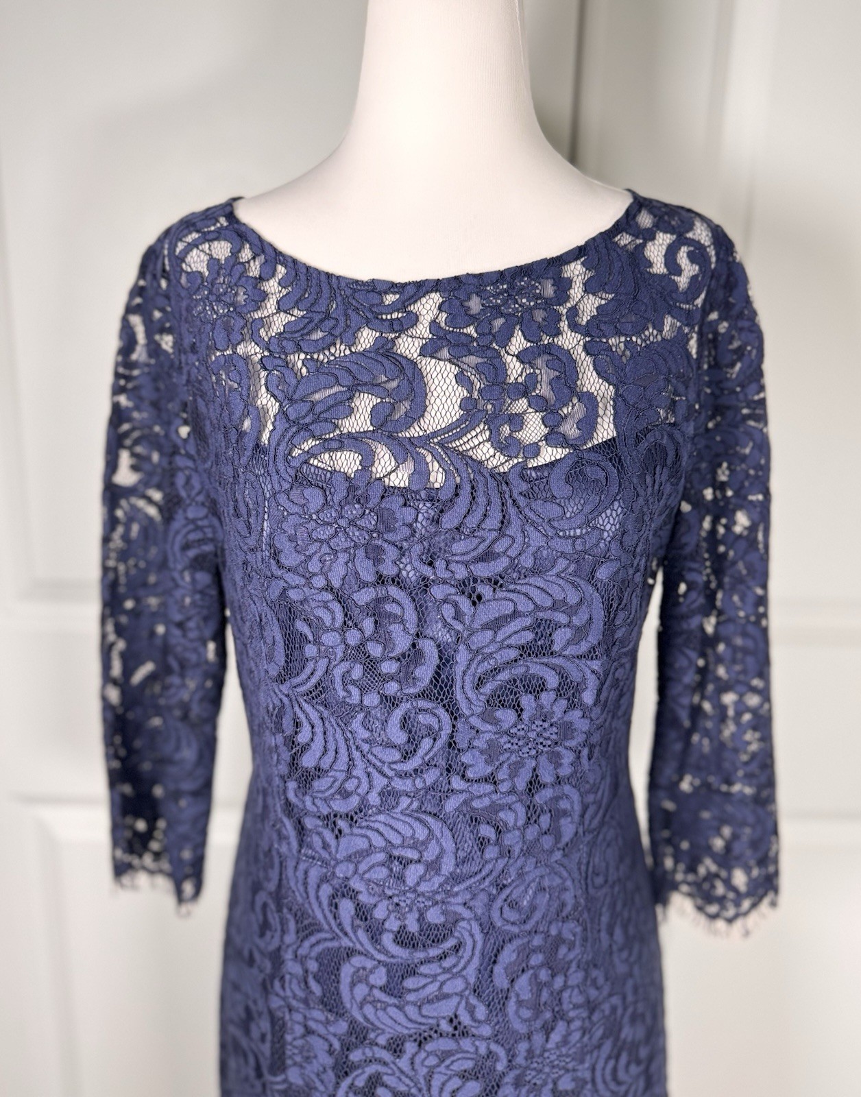 Navy Lace Formal Evening Gown Maxi Dress Mermaid Mother Of Bride Gala Elegant
