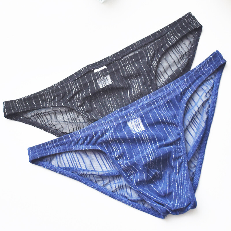 2 Pack Lot Sexy Mens Mesh Underwear Underpant Low Waist Bikini Pouch Brief Soft