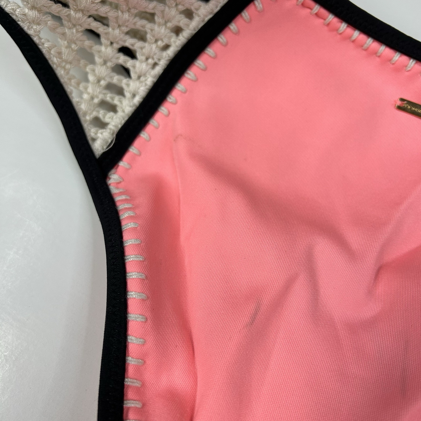 Y2K Victorias Secret Size Medium Classic Hipster Bikini Bottoms Pink Black #3727