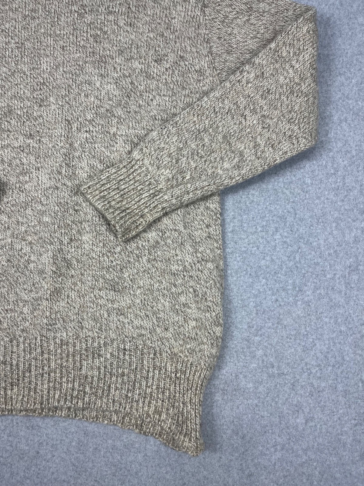 Vintage LL Bean Sweater Mens 2XL Tan Wool Fisherman 90s Crew Neck Pullover