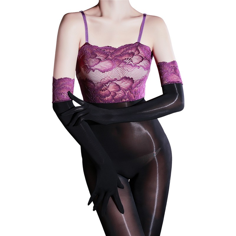 Sexy Women 5D 912Pin Thin Lace Bodysuit Elastic Tights Oil Glossy Shiny Leotard