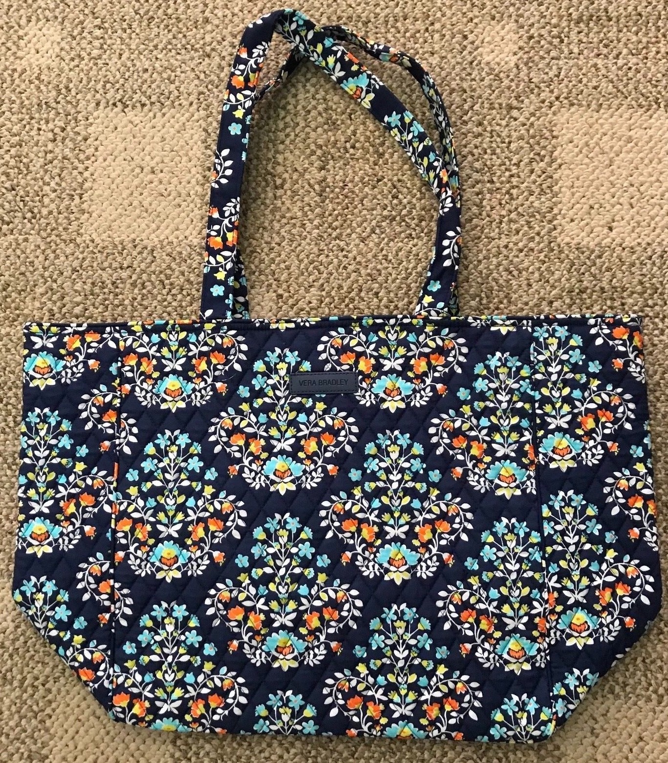 Vera Bradley Grand Tote 2.0 Large Purse Travel Beach Bag Chandelier Blue Floral