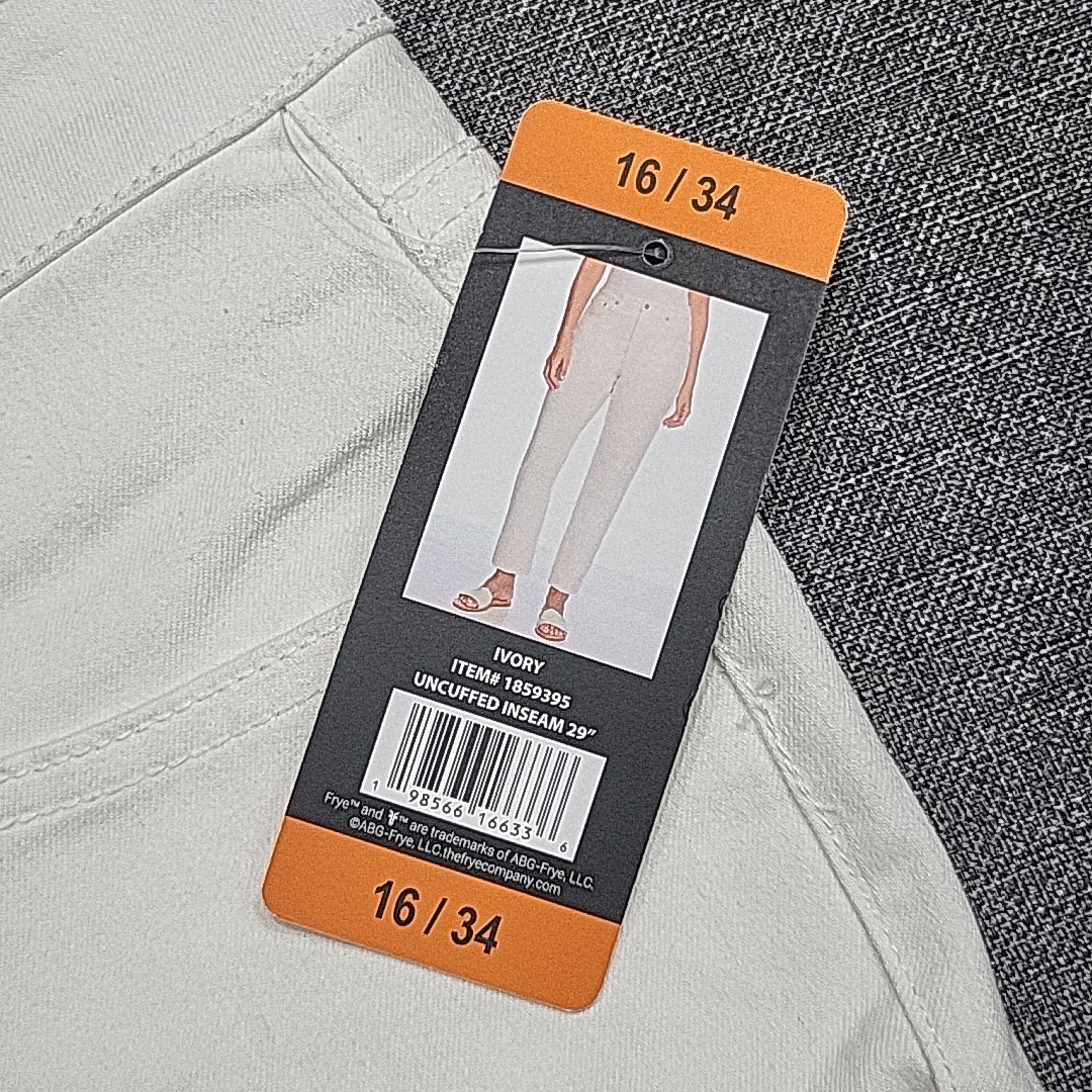 Frye Womens Jeans Size 16/34 Off White Button Zip Fly High Rise Jeans w Pockets