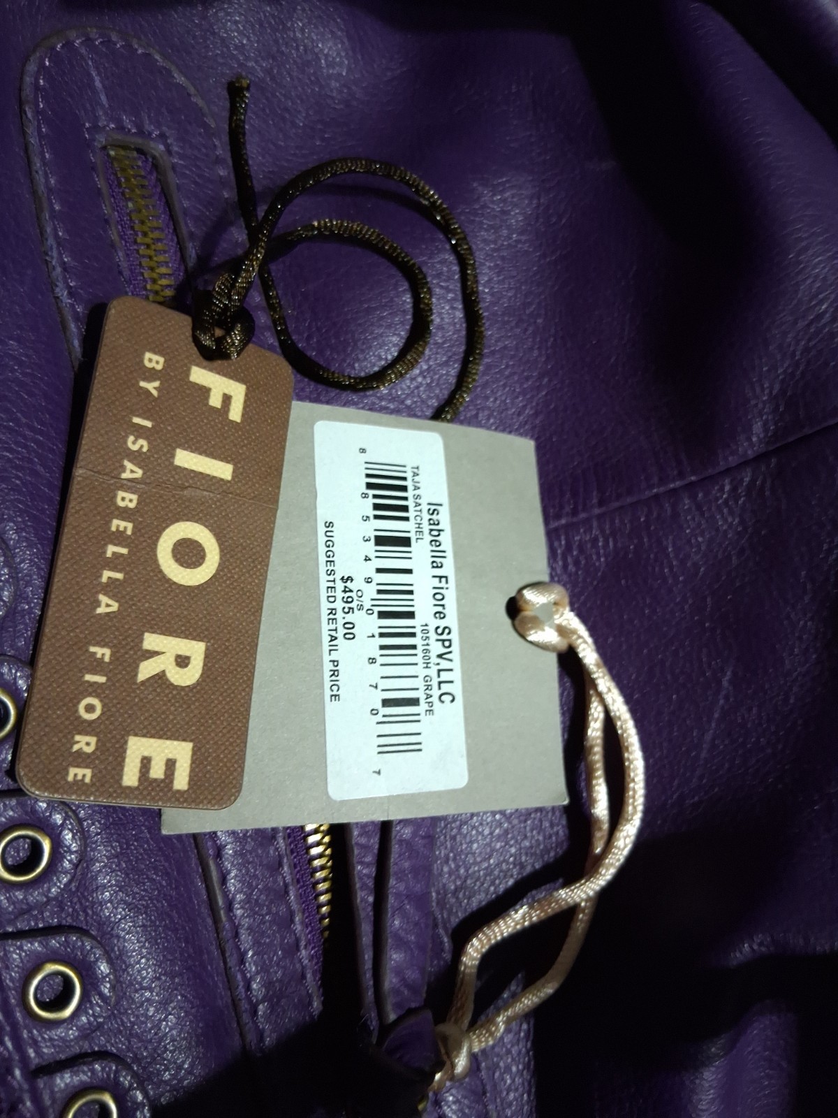 NWT Isabella Fiore Purple Leather “Taja” Satchel