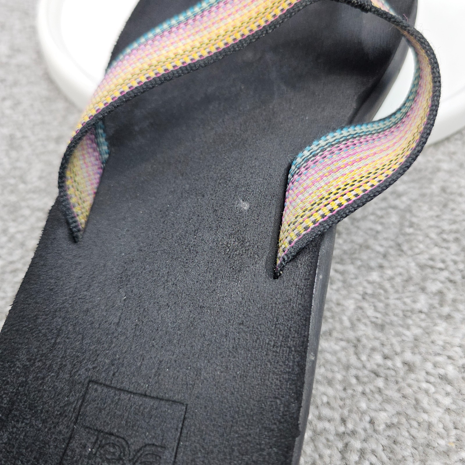 Teva Womens Voya Flip Flops Antiguous Black Multi Color Straps Size 10 US