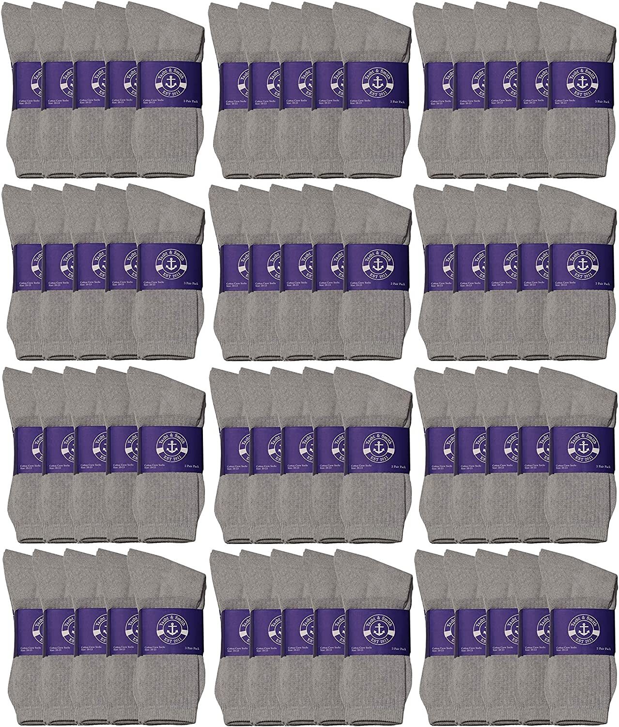 72 Pairs of Mens Value Mens Bulk Lightweight Cotton Crew Socks