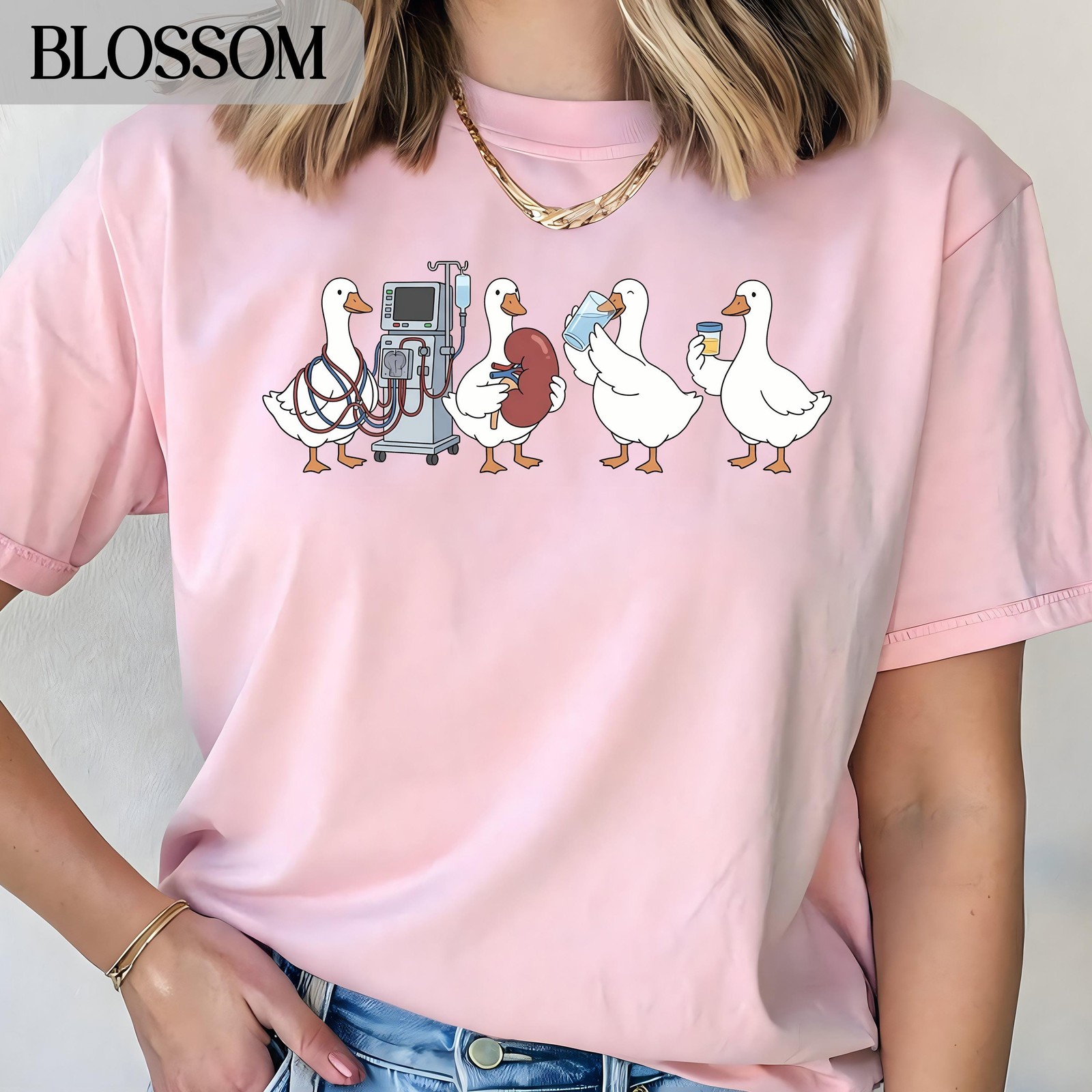 Nephrology Goose Dialysis T-Shirt Funny Kidney Doctor Nurse Tee