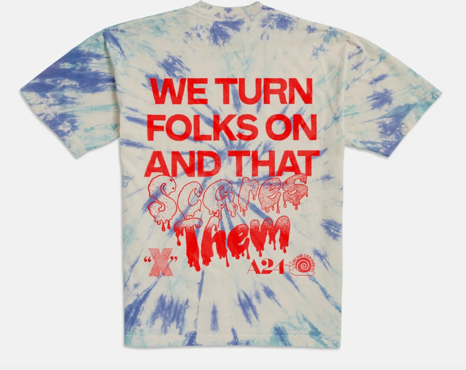 *RARE NEW* A24 Online Ceramics “X” Wet Nightmare Tie Dye Shirt Mia Goth MaXXXine