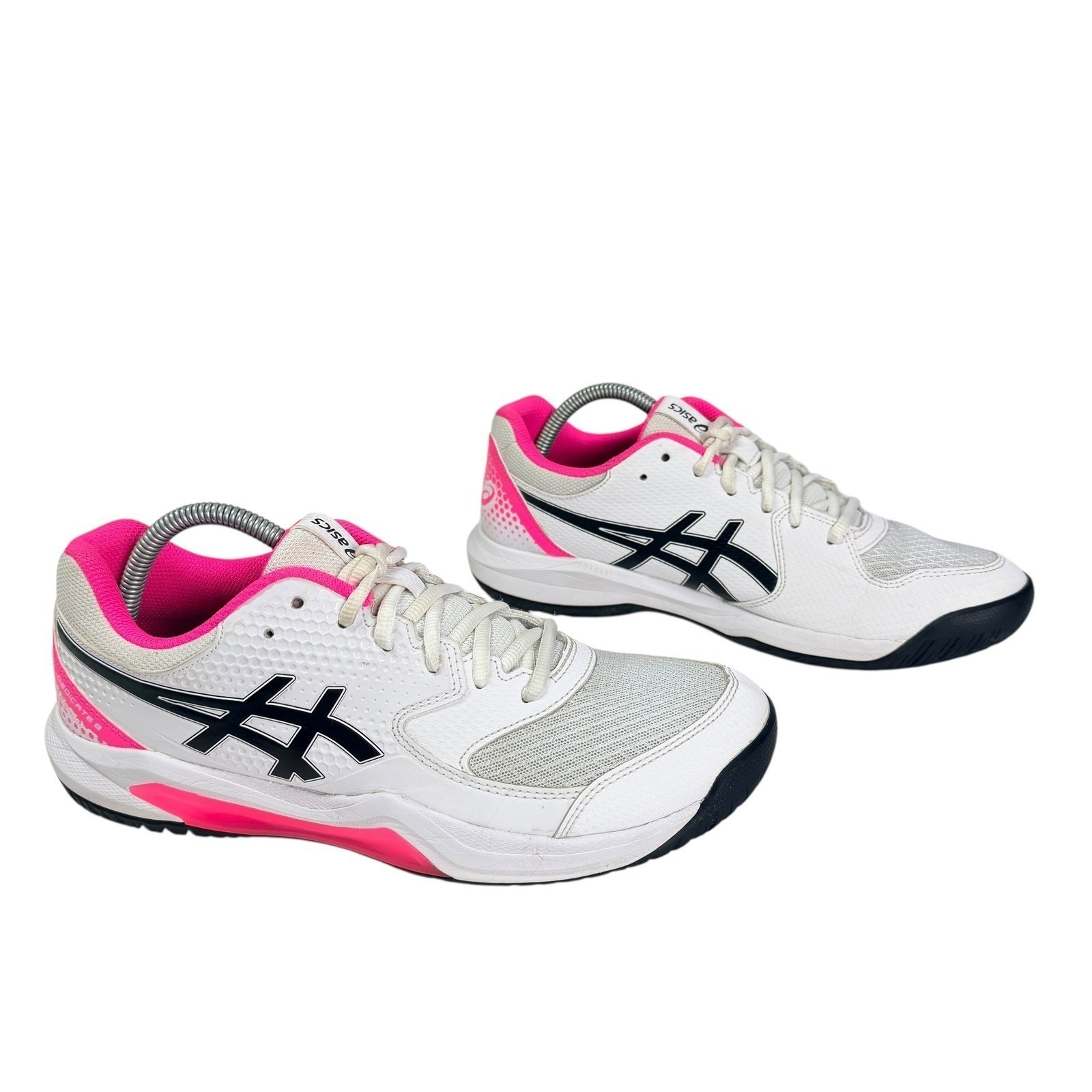 ASICS Gel Dedicate 8 Pickleball Sneakers Women 10 White Pink Athletic Shoes
