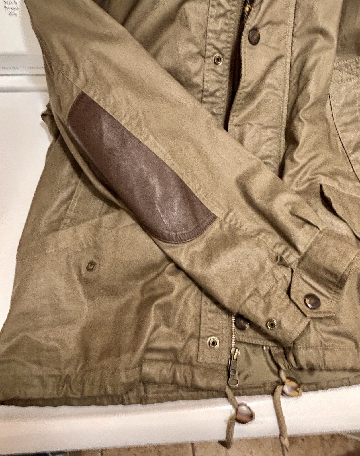 London Fog Men’s XL Brown Waxed Canvas Jacket with Pockets Classic Outdoor Coat
