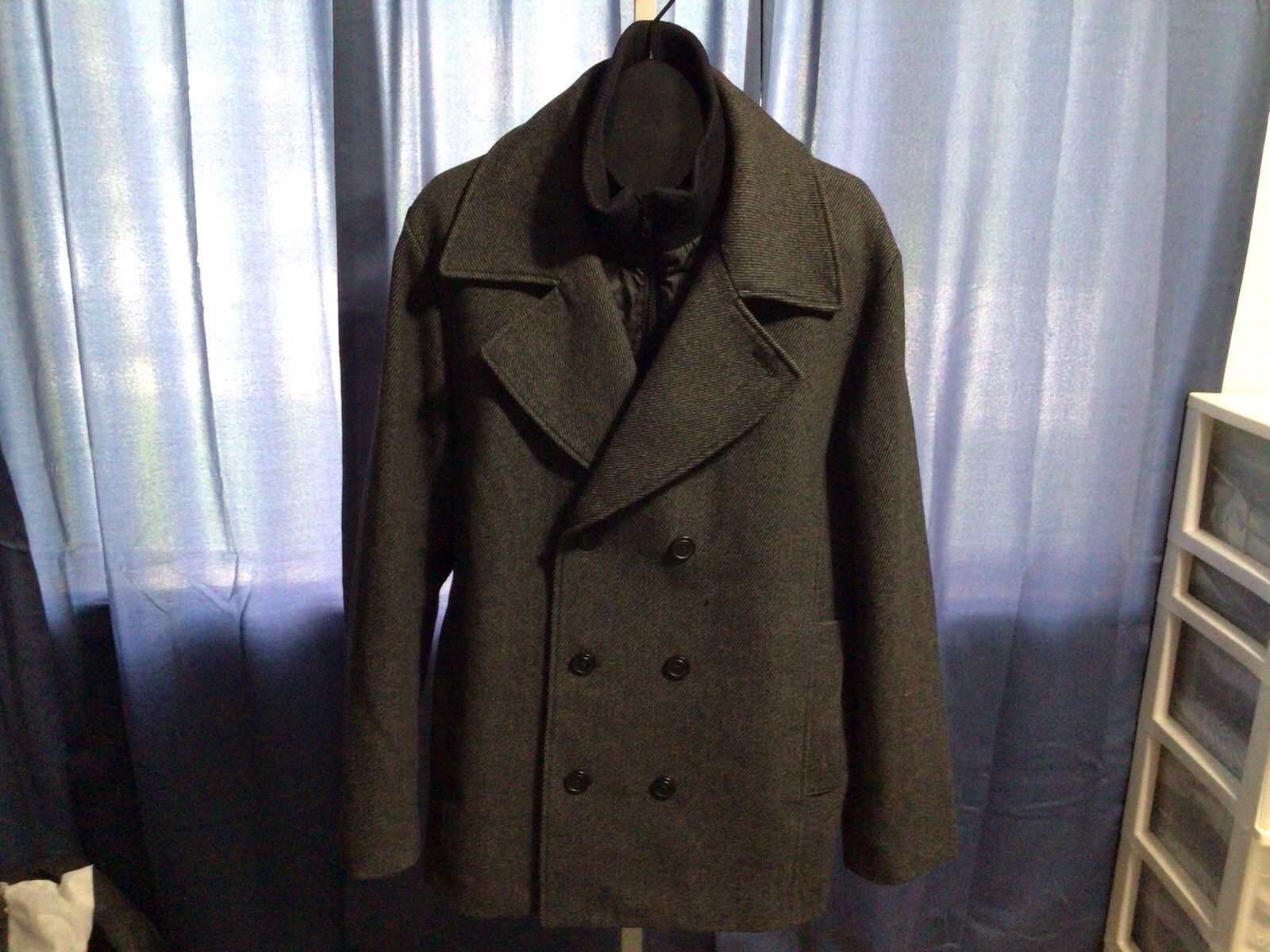 American Rag Gray 3 Button Quilted Zip Liner Rib Collar Long Sleeves Jacket XL
