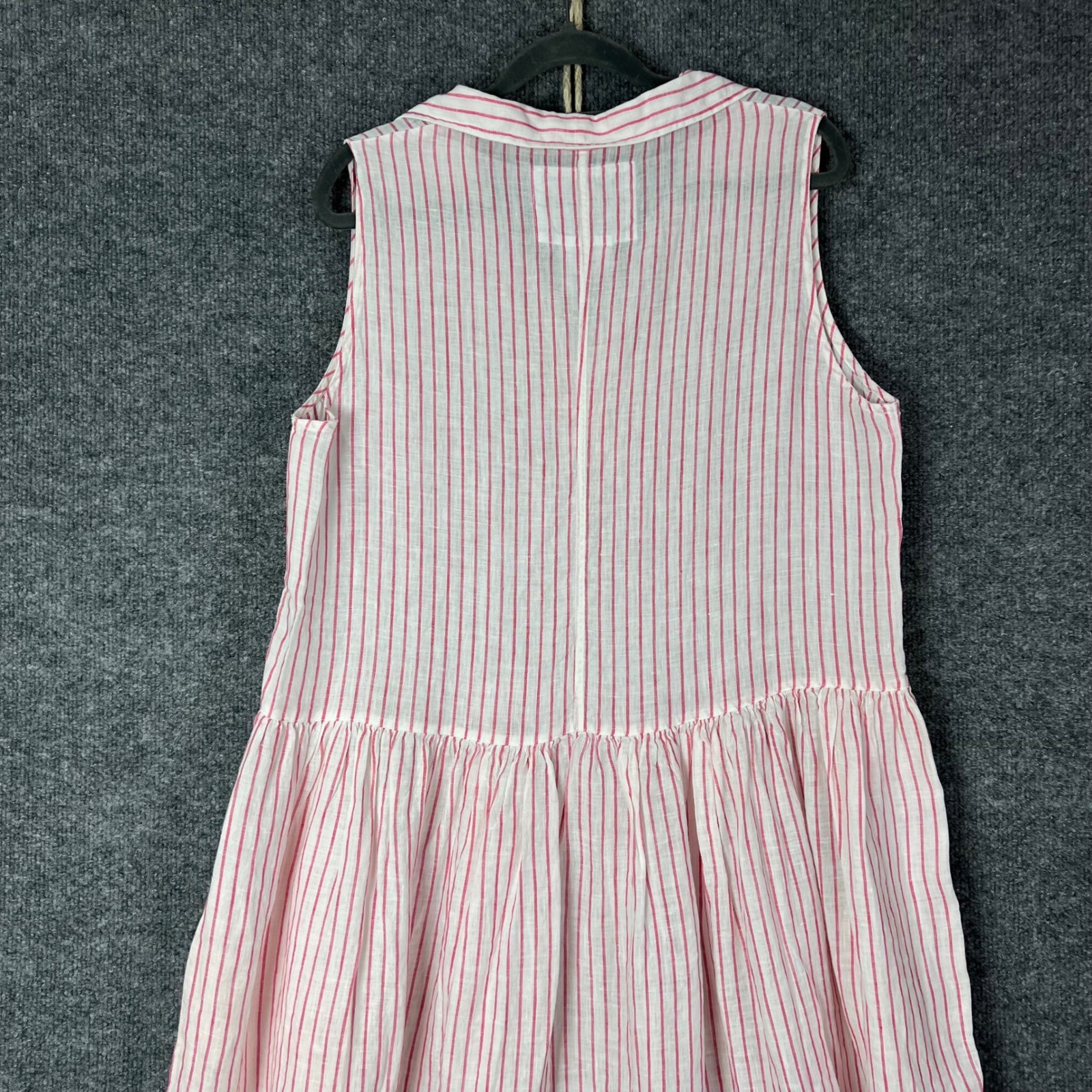 Frank & Eileen Excellent Daphne Dress Womens Medium Pink White Striped Linen
