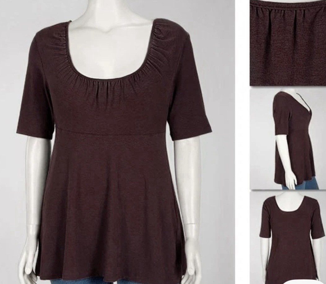 NEW Zaftique Maiden BOHO Shirt Top Cappuccino/Brown/Maroon 4X EmpireWaist Plus