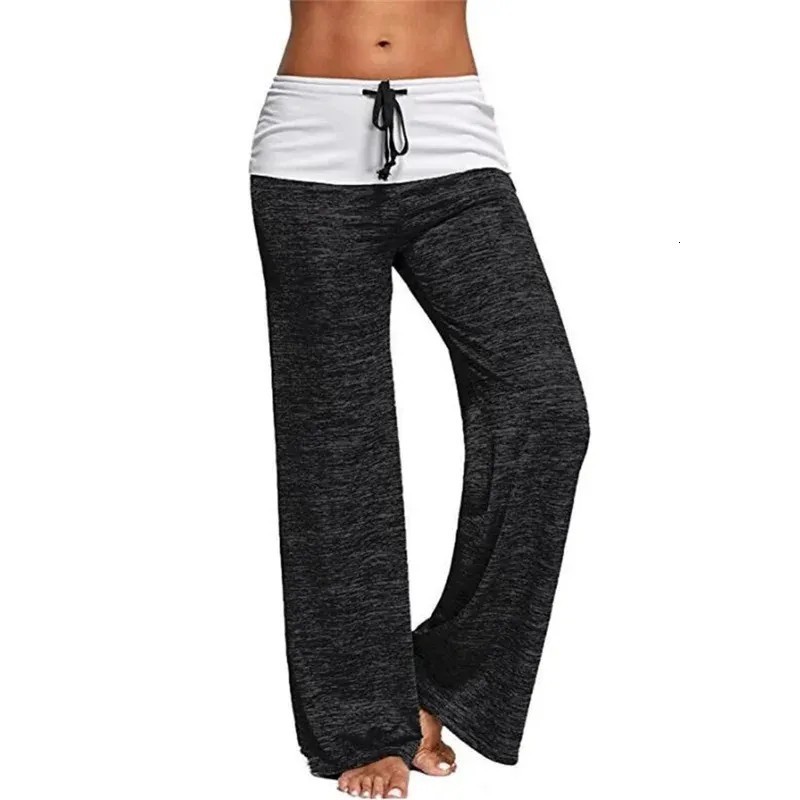 Black Women’s Wide Leg Lounge Pants High Waist Drawstring Comfy Casual Trousers
