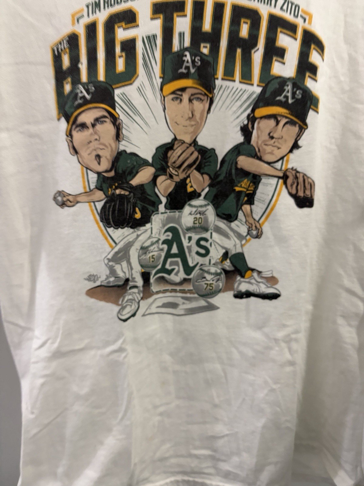Vintage Oakland Athletics MLB Money Ball Baseball Team Big 3 Zito + Shirt Medium