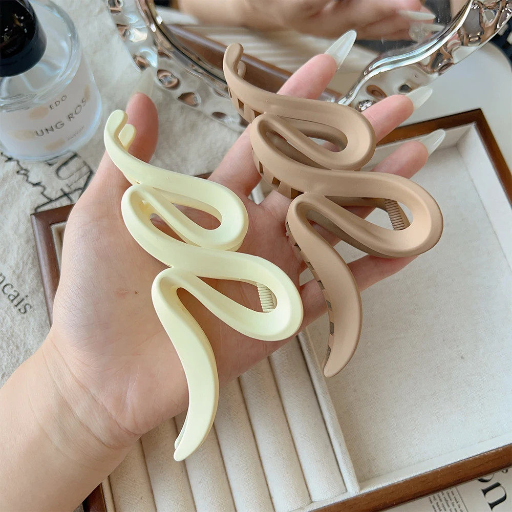 13cm Acrylic Hair Claw Clips Matte Wave Design Women Girls Hair Accessories Set