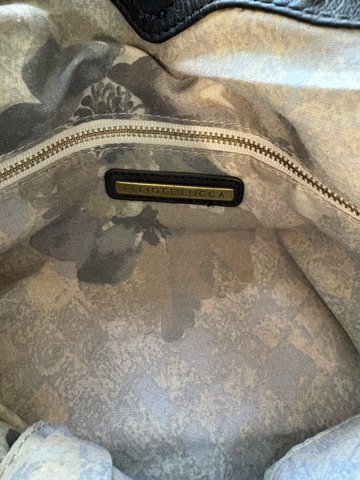 Elliott Lucca Sintra Black Leather Hobo Shoulder Bag Soft Slouchy Pebbled Bag