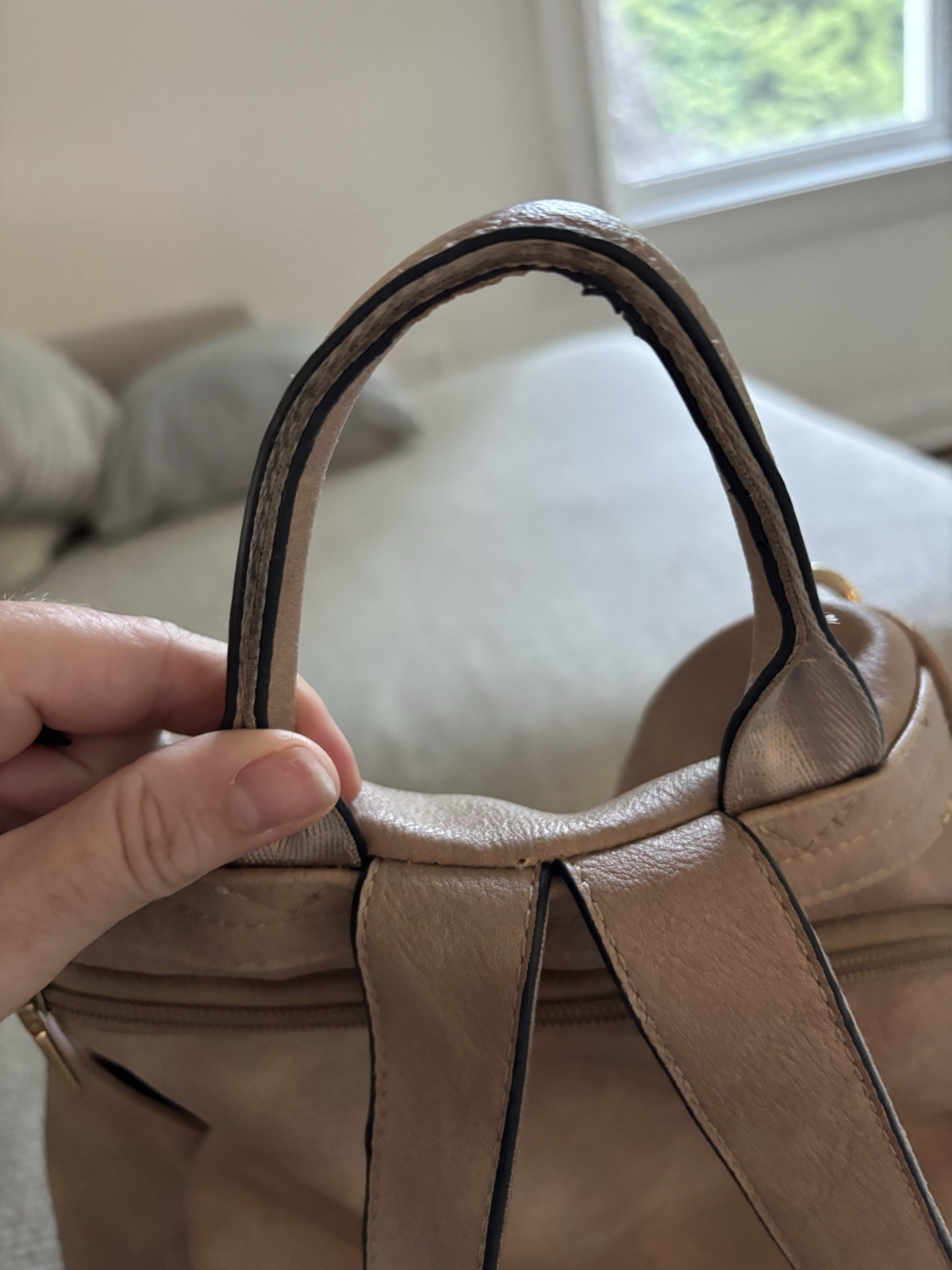 CLUCI Beige Backpack Purse Top Handle Detachable Adjustable Strap Zip Pockets