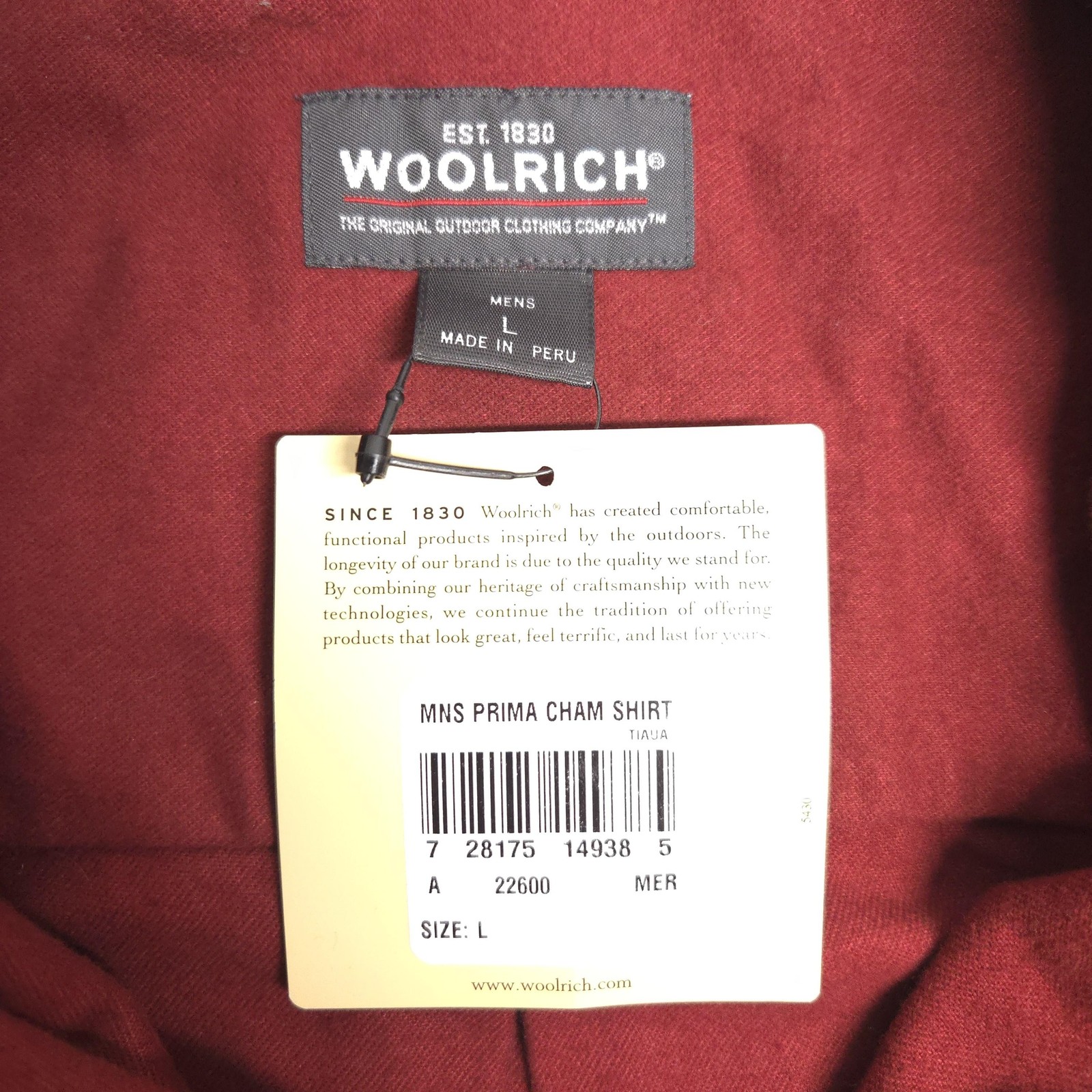 Woolrich Shirt Men L Chamois Midweight Button Front Elbow Pads Grandpa Peru NEW