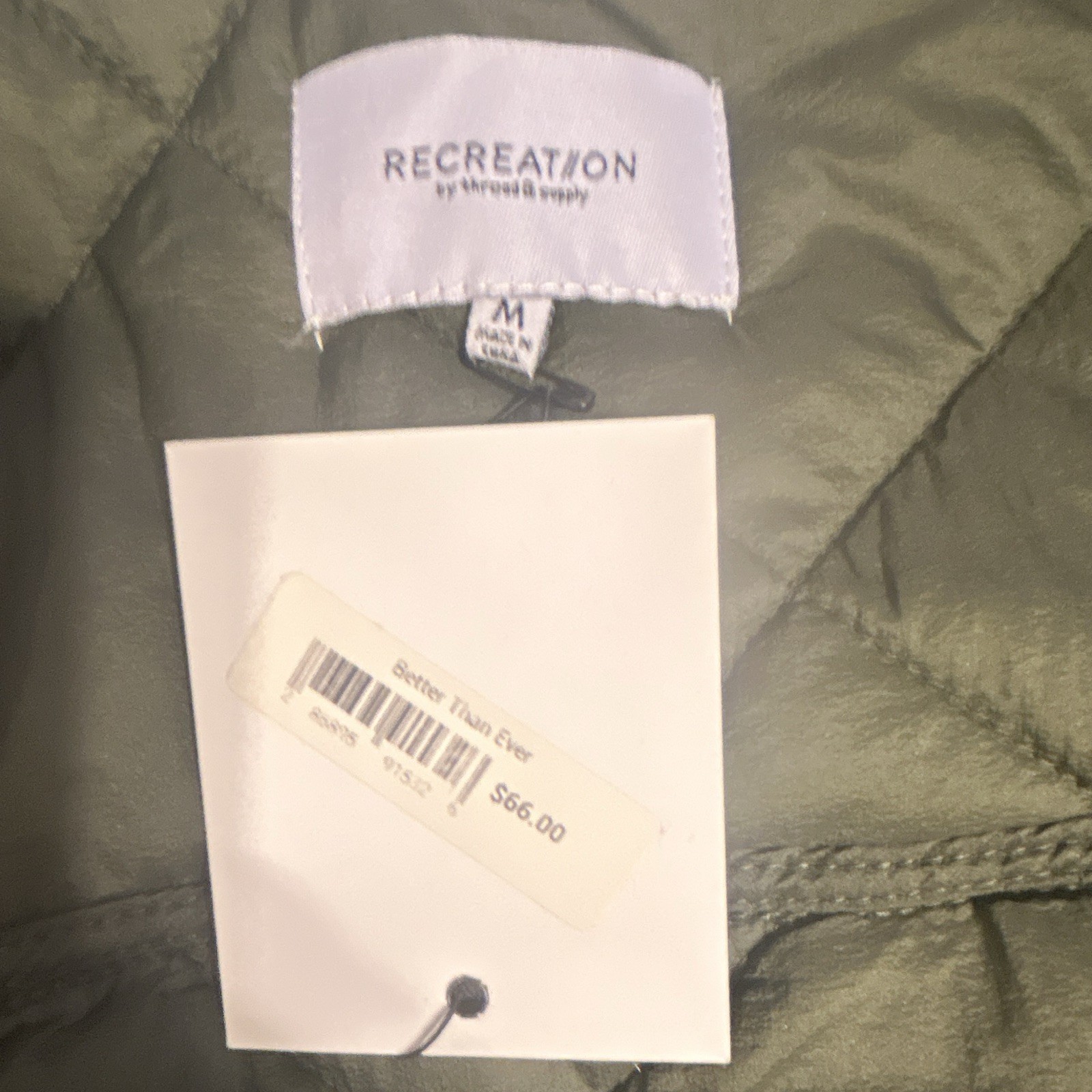 Recreation by Express Design Studio Men’s Green Quilted Button Vest Size M