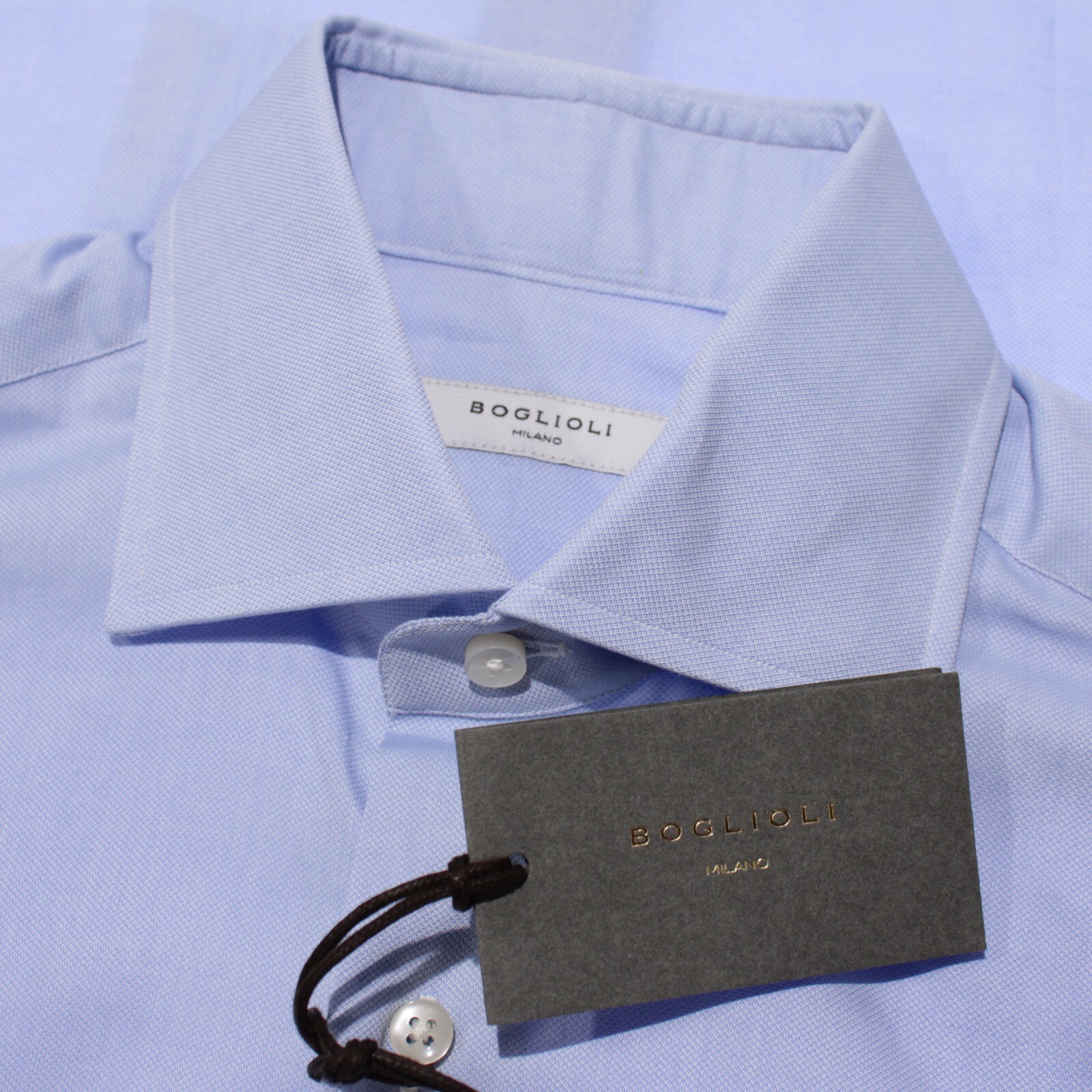 Boglioli NWD Francia Dress Shirt Size 37 14.5 in Blue 100% Cotton