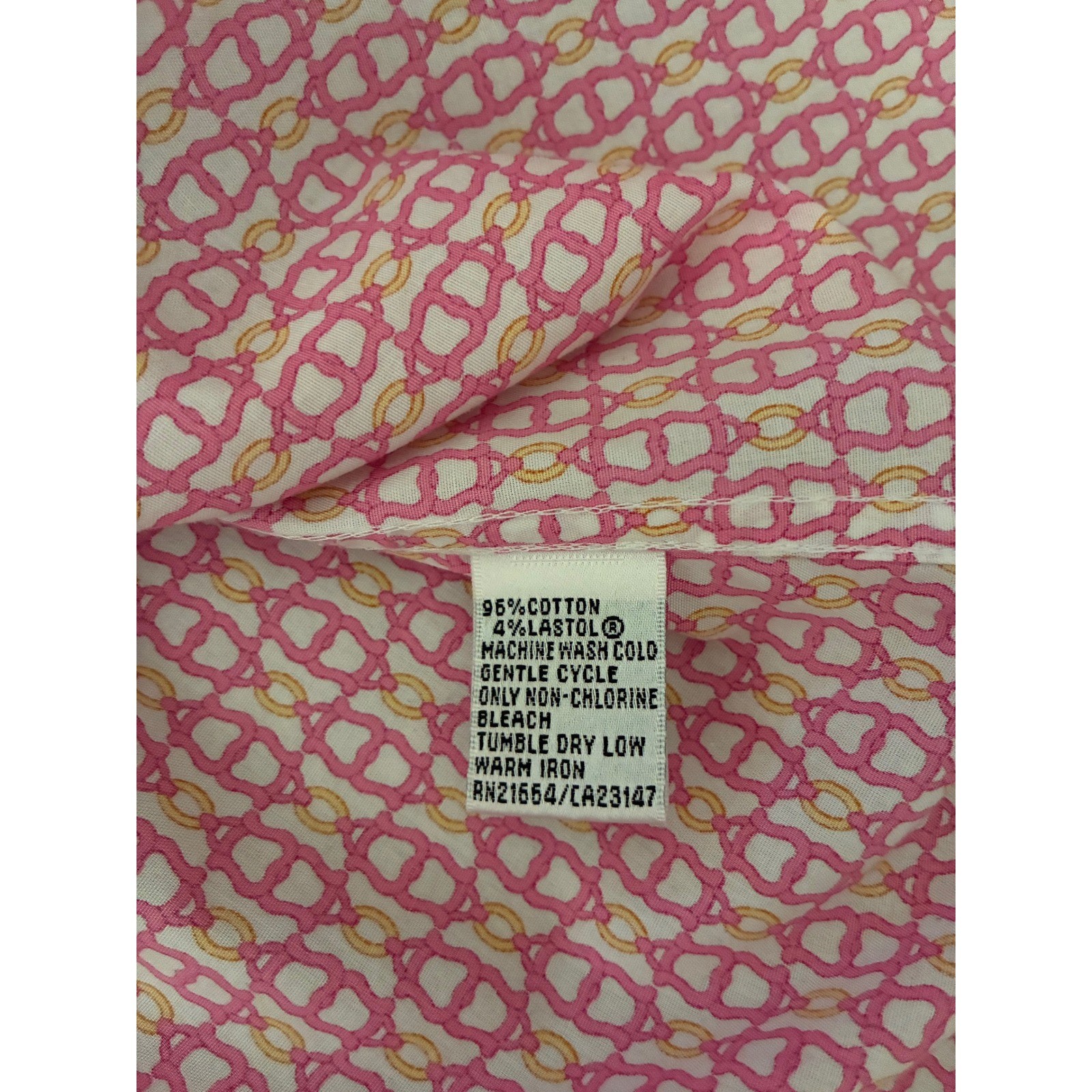 Talbots Wrinkle Resistant Stretch Pink Chain Link Print Button Down Shirt 4