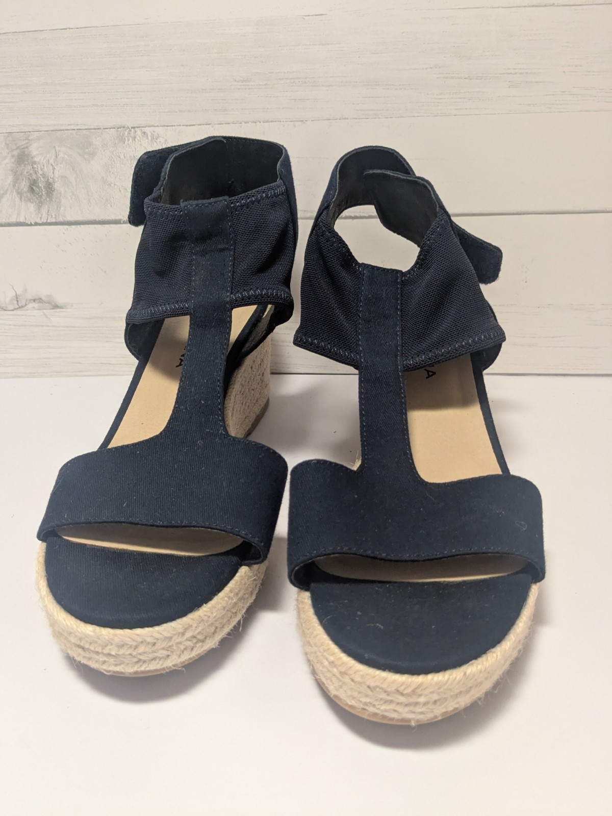 NWOT Ladies Moda Spana Navy Blue Ankle Wrap Espadrille Sz 10