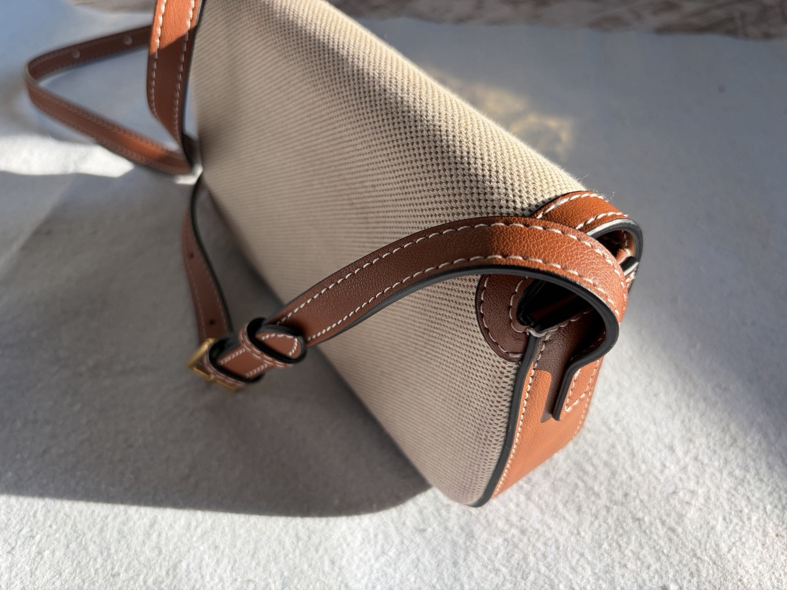 CELINE Macadam Crossbody Shoulder Bag Brown PVC & Leather Made in Italy