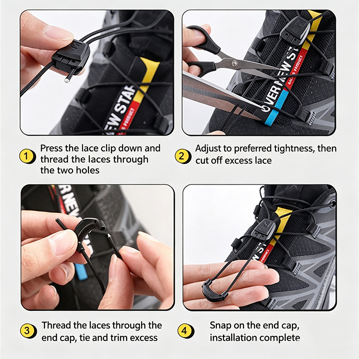 No Tie Elastic Shoelaces Lock Buckle Quick Adjust Laces for Sneakers Running US