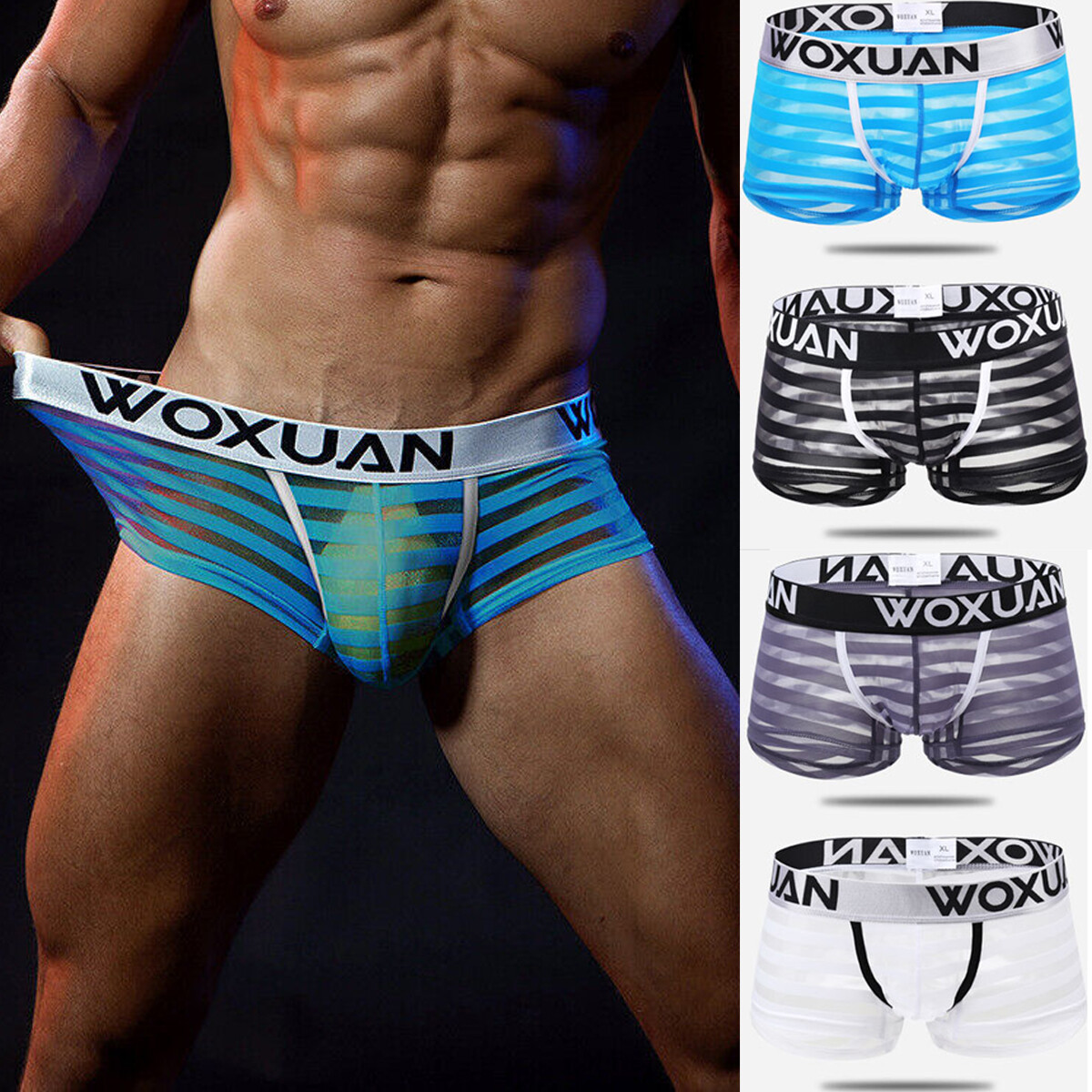 Men’s Sexy Underwear Transparent Underpants Boxers Mesh Shorts Pouch Briefs