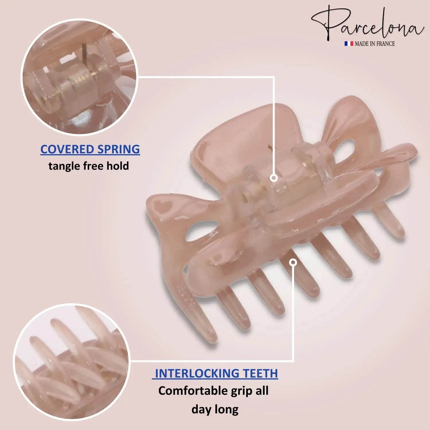 Parcelona French Classic 1.5″ Small Celluloid Set of 3 Hair Claws for Women