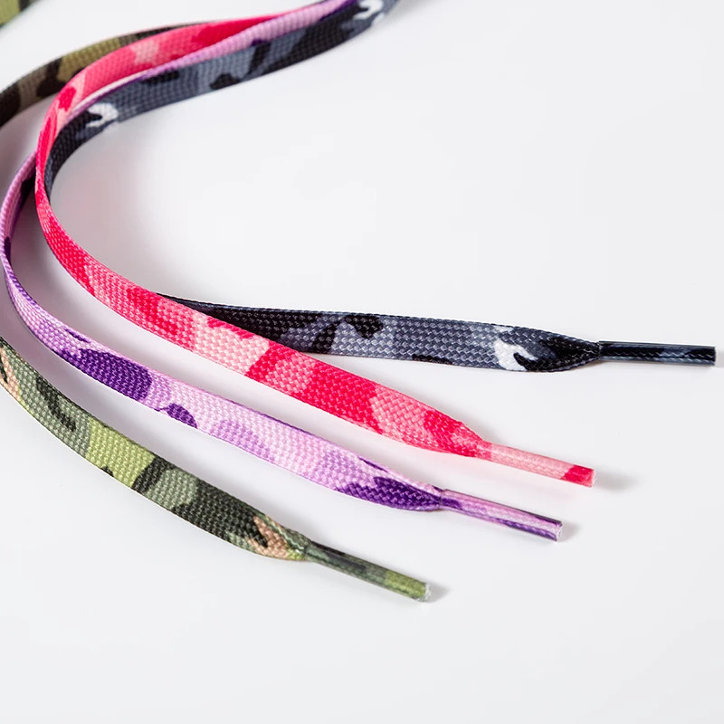 1 Pair Flat Shoelace Cream Camouflage Print Shoelaces for Sneakers AF1 0.8CM Wid