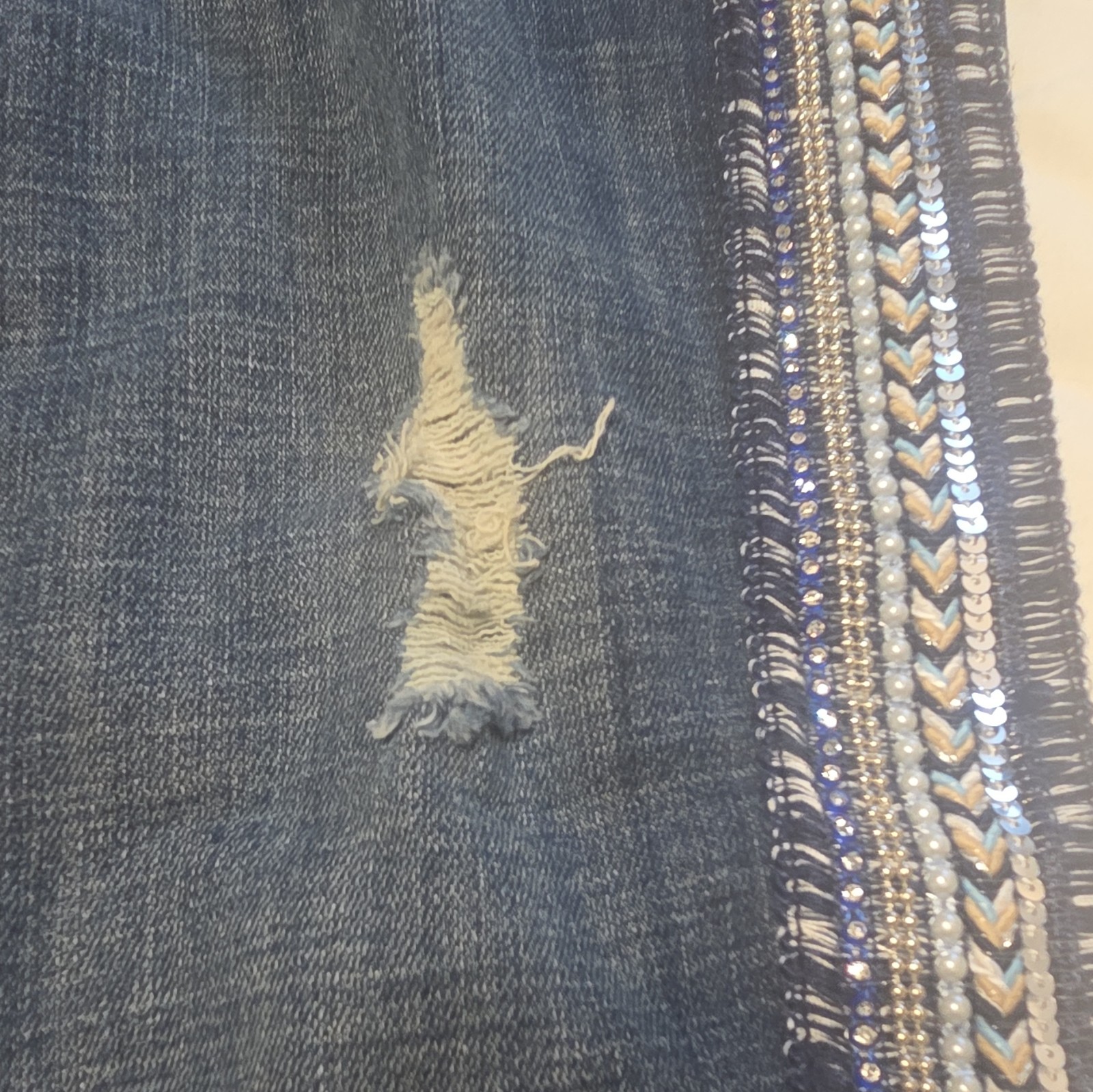 Laurie Felt Women’s Dark Wash Blue Denim Jeans Embellished Stripe Size 8
