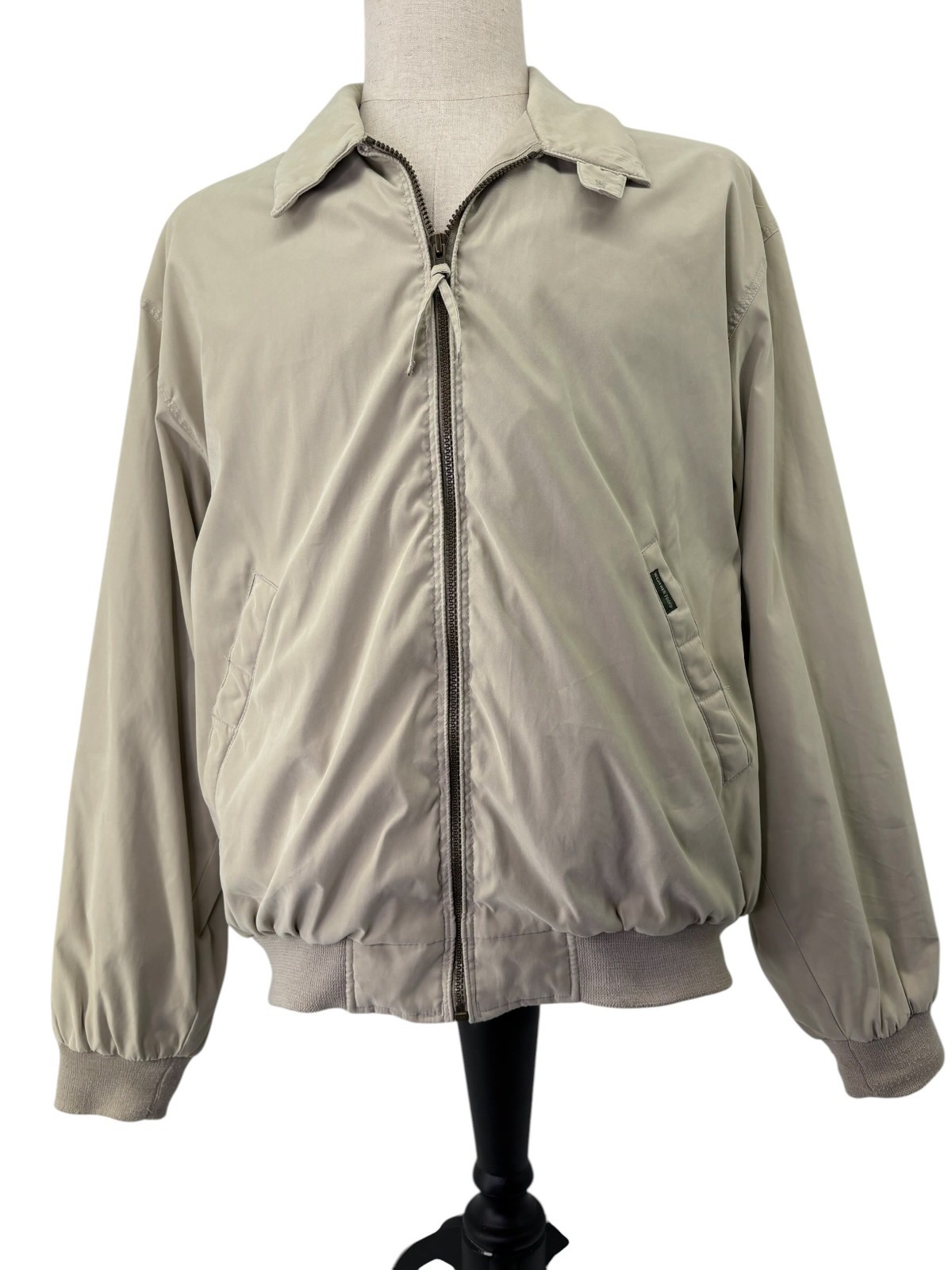 Weatherproof Mens Large Beige Full Zip Lined Golf Jacket Casual Outdoor Coat