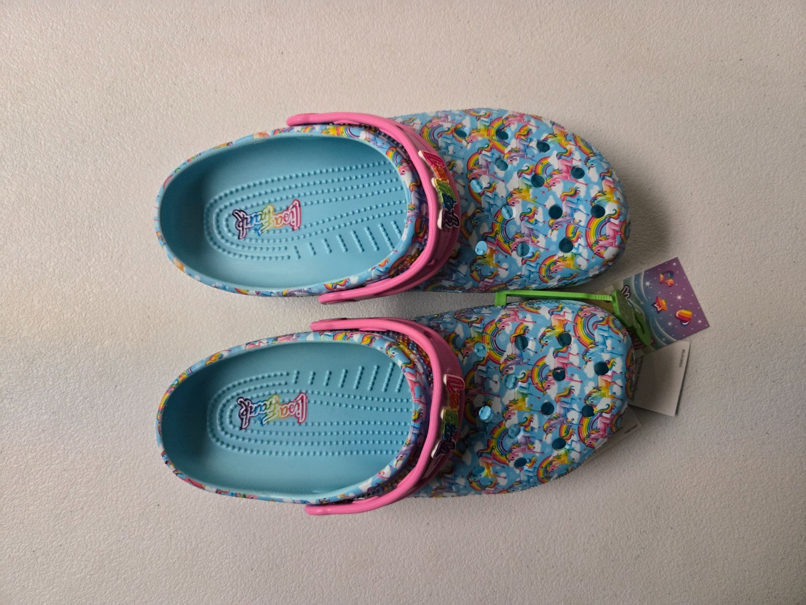 Lisa Frank Crocs Junior Youth Rainbow Unicorn Size Junior J6 – 9.5″ Blue Purple