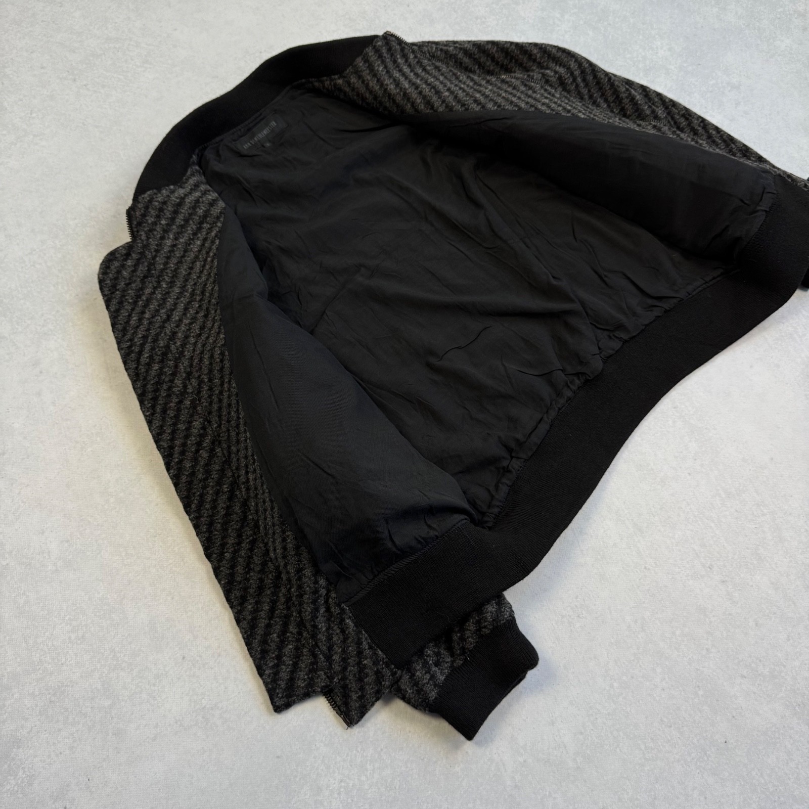 ANN DEMEULEMEESTER SAMPLE BETTOCA WOOL BOMBER JACKET ARCHIVE BLACK GREY MENS S