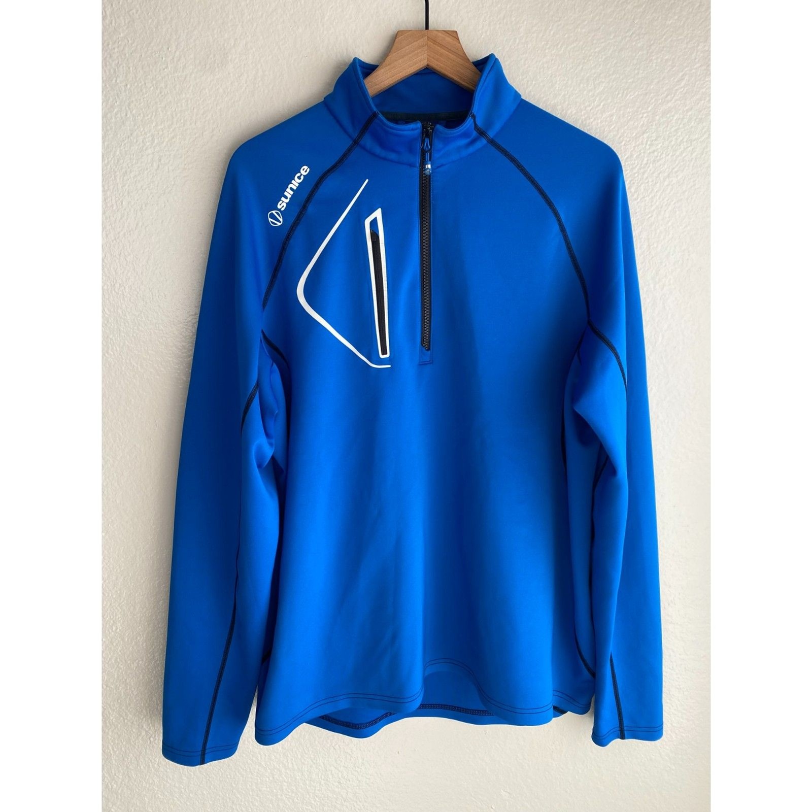 Sunice Allendale 2.0 Men XL Blue Half Zip Golf Pullover Laser Pocket Performance