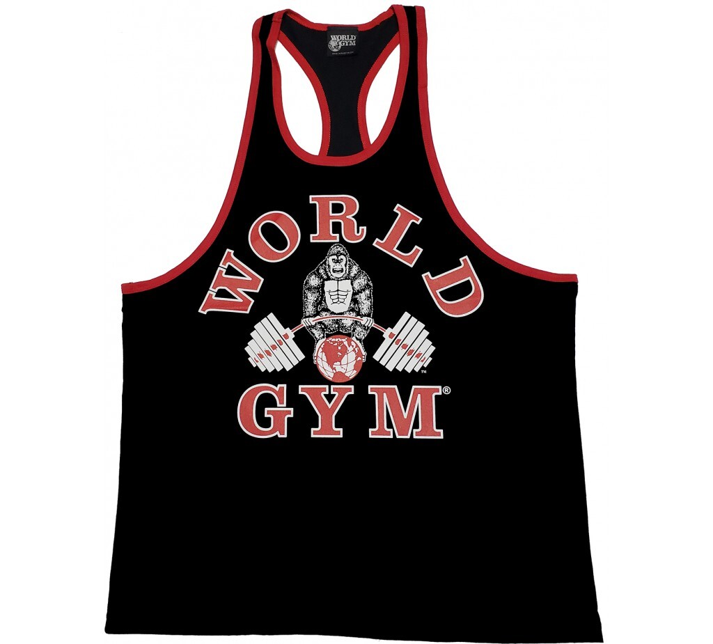 W316 World Gym Workout Ringer Tank Top Racerback Bodybuilding Gym Clothes