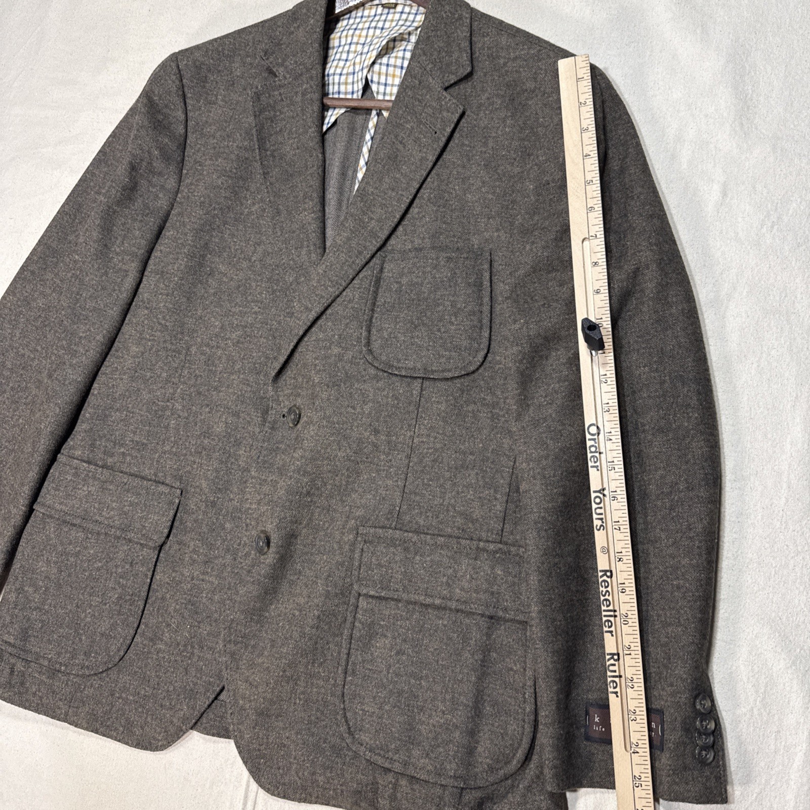 Kroon Wool Cotton Linen Blazer Jacket Mens 42 Brown Single Vent Unstructured