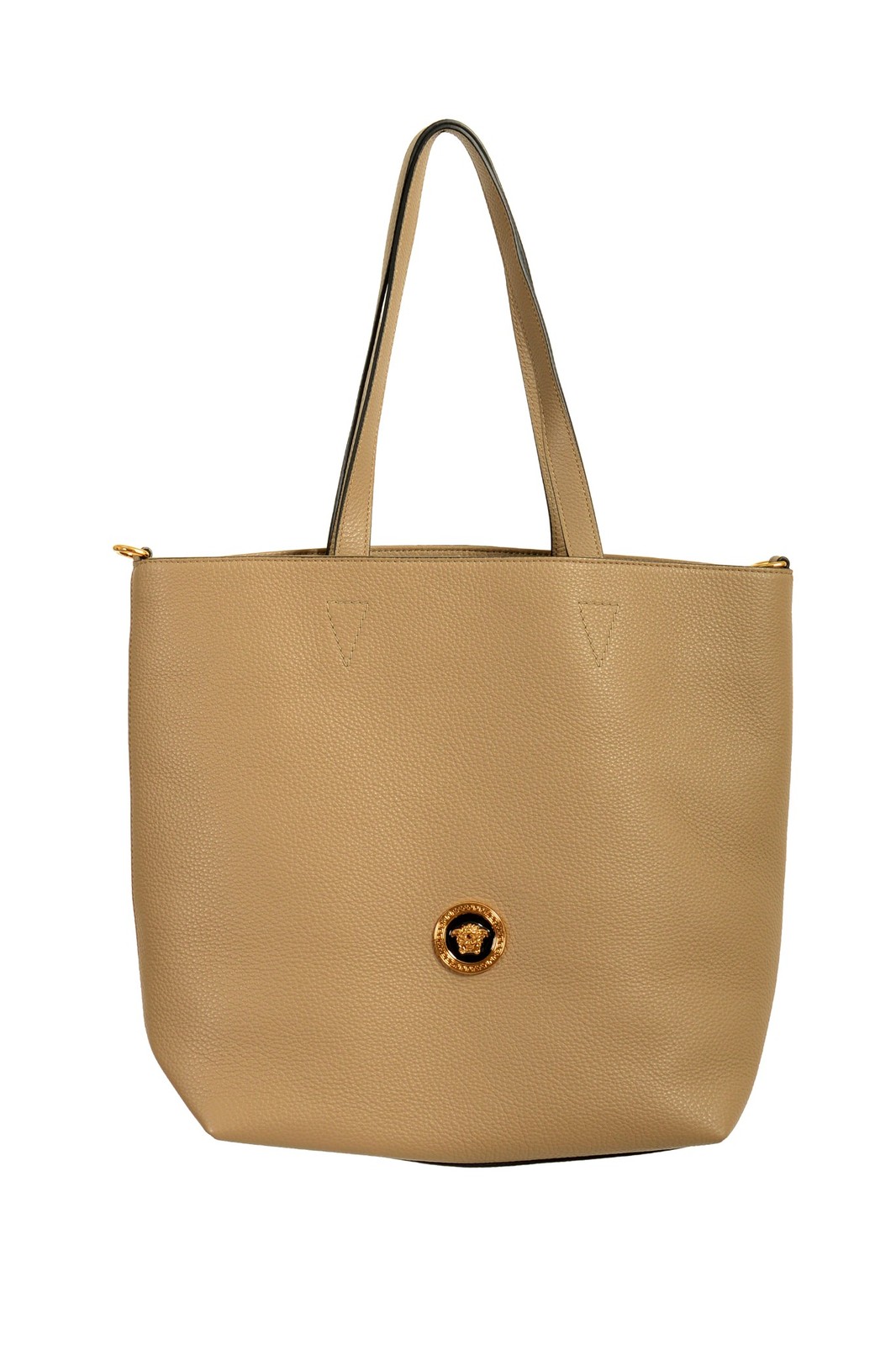 Versace Unisex 100% Textured Leather Medusa Logo Tote Handbag Shoulder Bag
