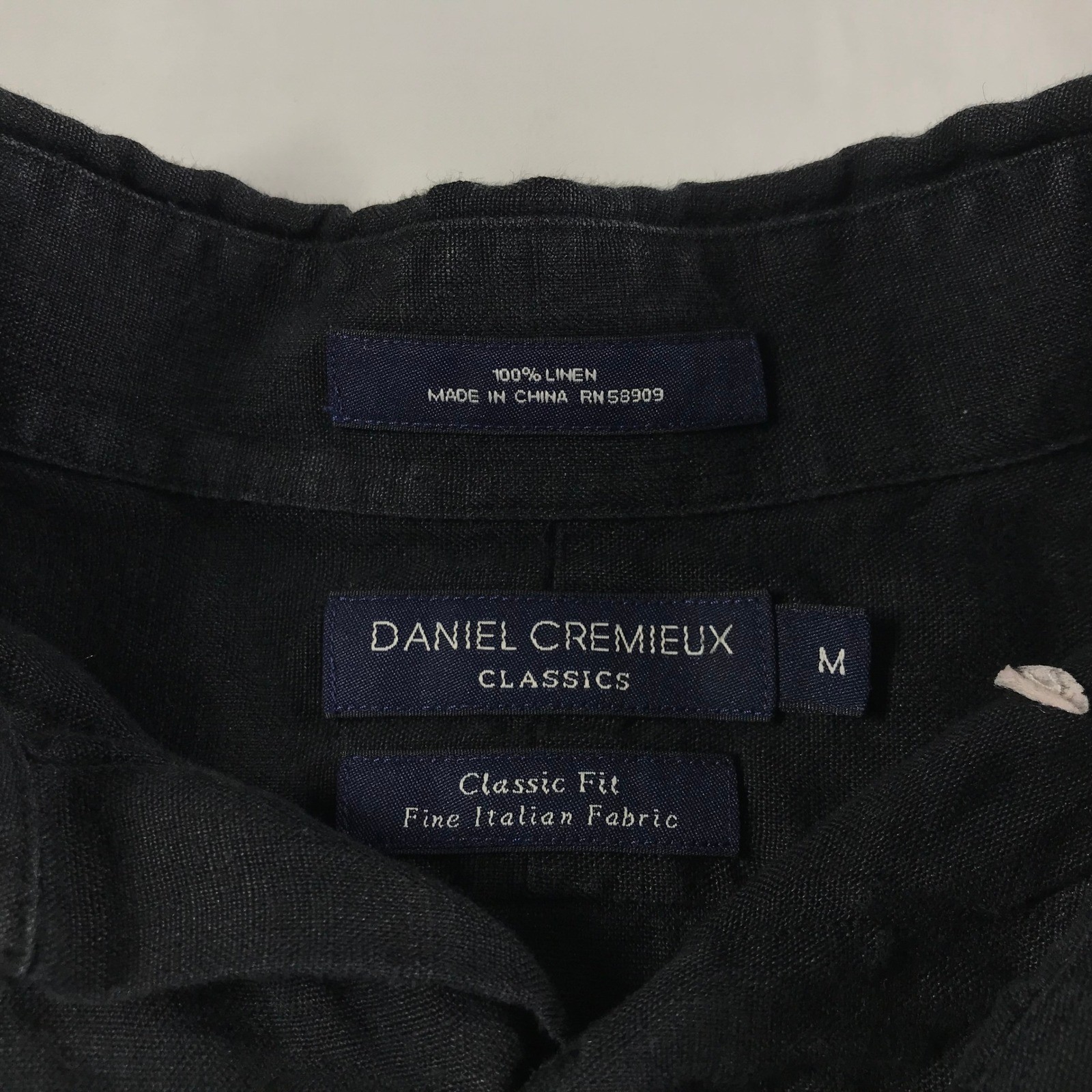 Daniel Cremieux Classics Mens Black 100% Linen Short Sleeve Button Down Shirt M