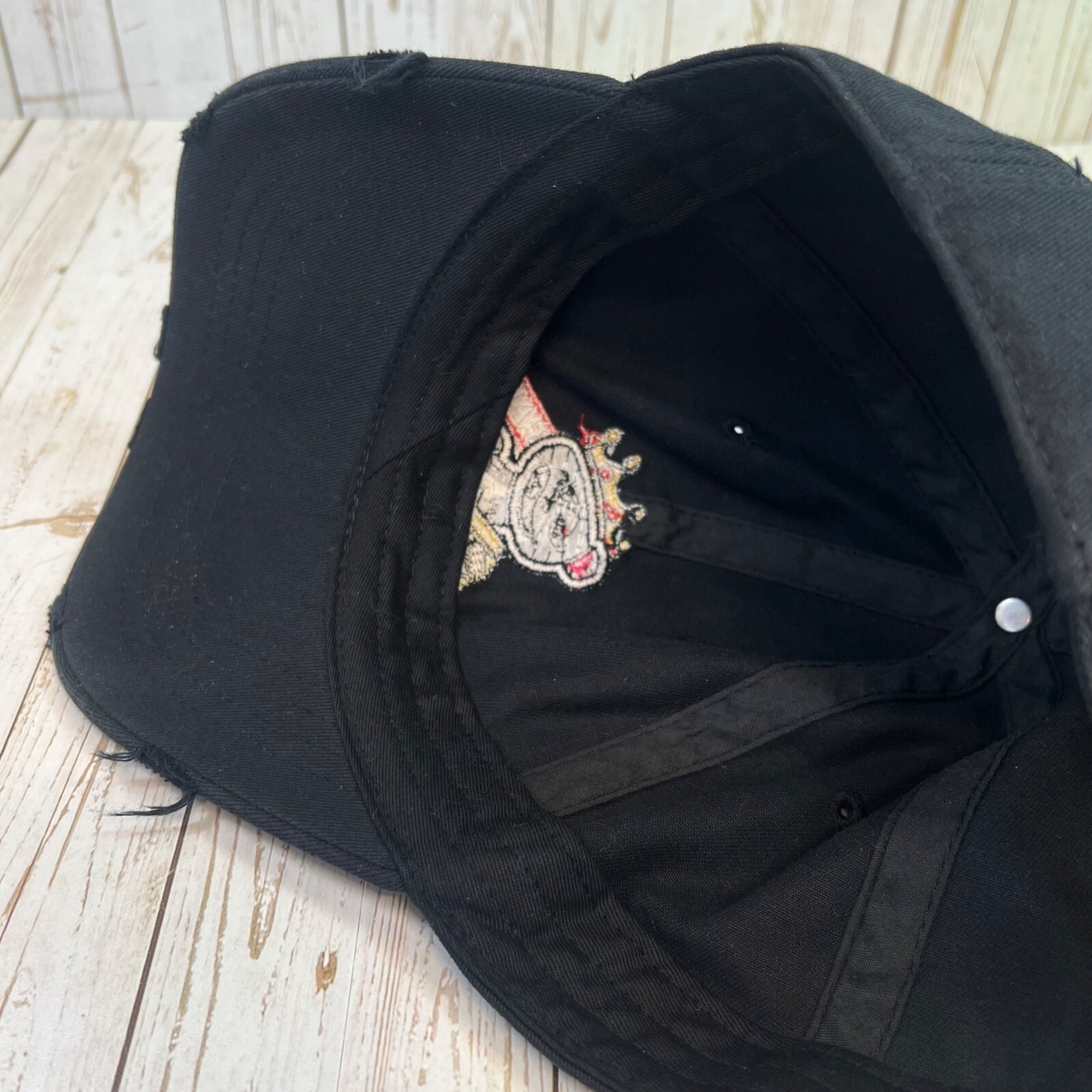 MUKA Paid Bear Dad Hat Cap Black Distressed Baseball Embroidered MU:KA: