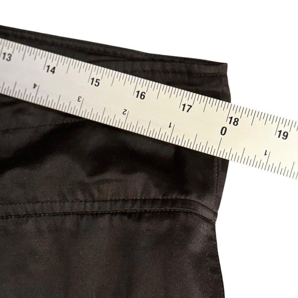 Y2K Black Cargo Capri Pants Zip Knee Parachute Utility Tie Hem Silk Blend M