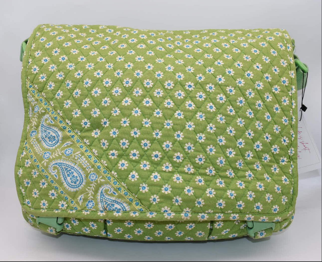 Vera Bradley Commuter Laptop Messenger Bag in “Apple Green” Pattern