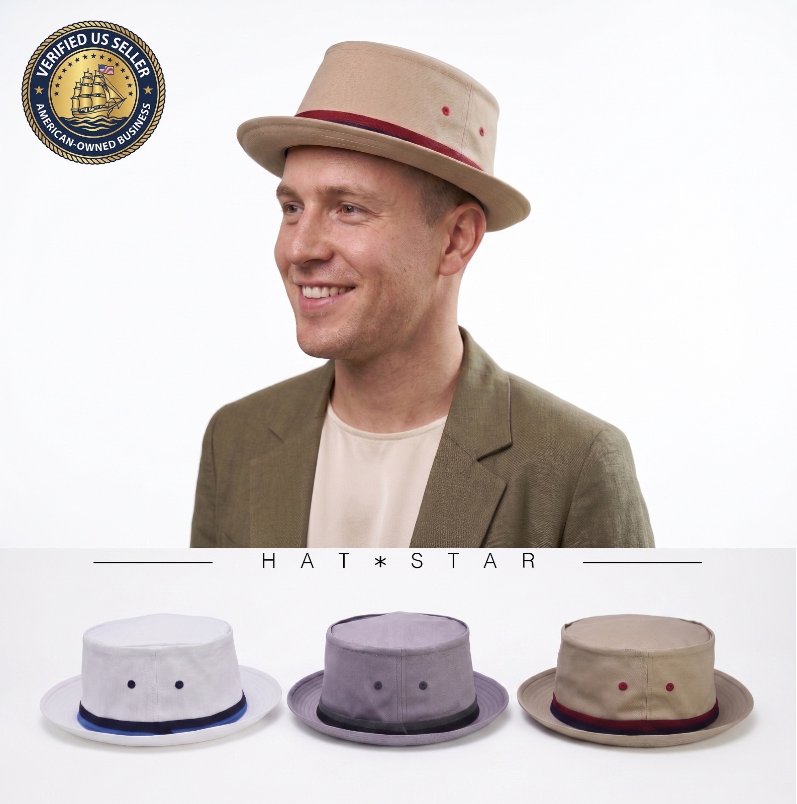 Cotton Pork Pie Style Bucket Hat: Packable, Water-Resistant, & Breathable