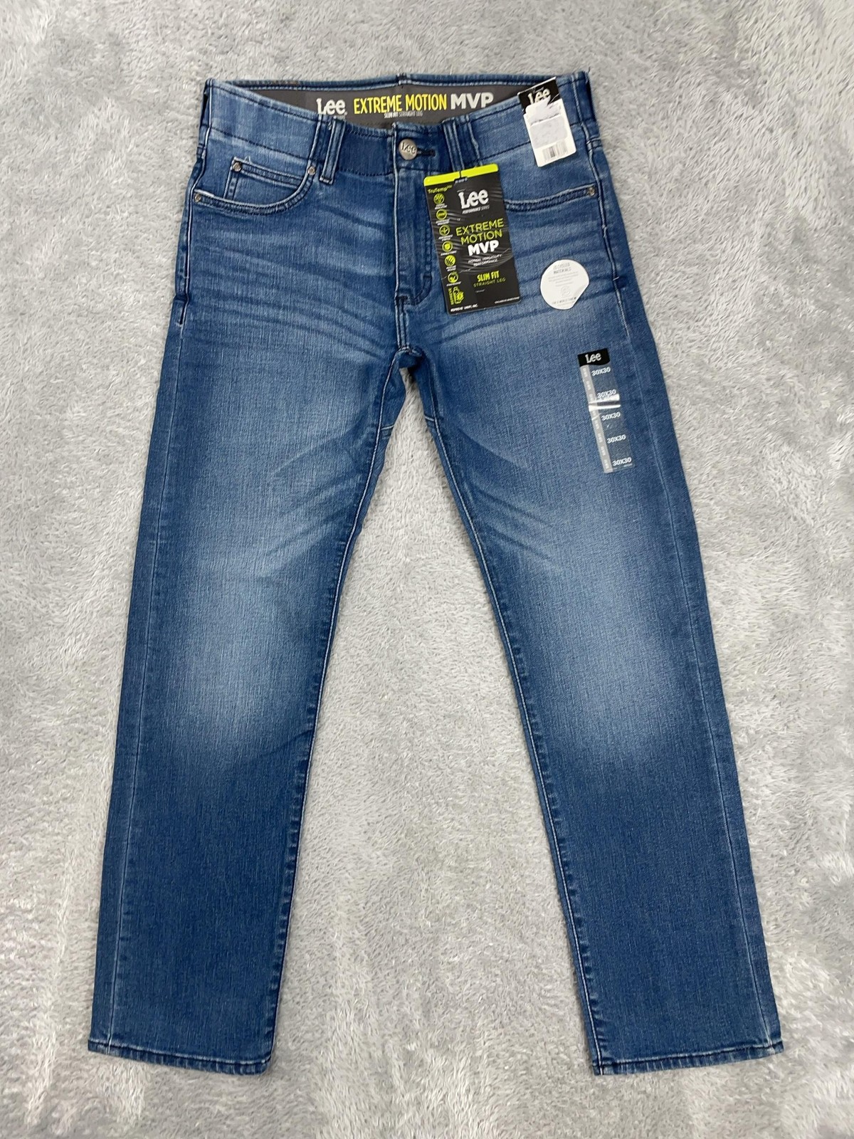 Lee Extreme Motion MVP Jeans Mens 30×30 Blue Slim Straight Stretch Med Wash