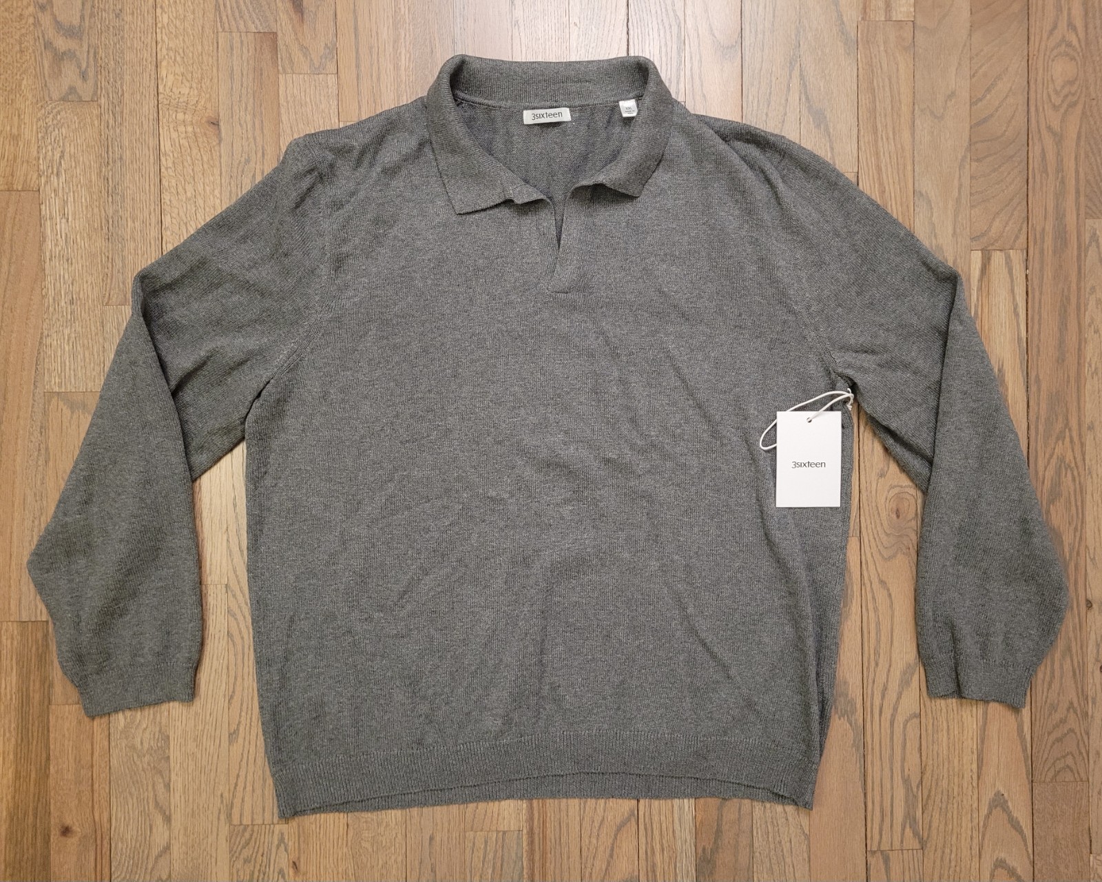 🔥NWT 3Sixteen pima cotton linen skipper polo – long sleeve knit – XXL (fits XL)