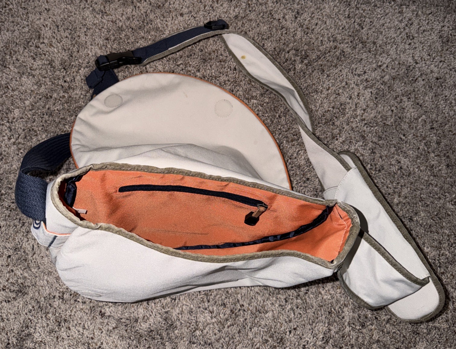 Life Is Good Smile Sling Beige Adjustable Strap Crossbody Messenger Shoulder bag